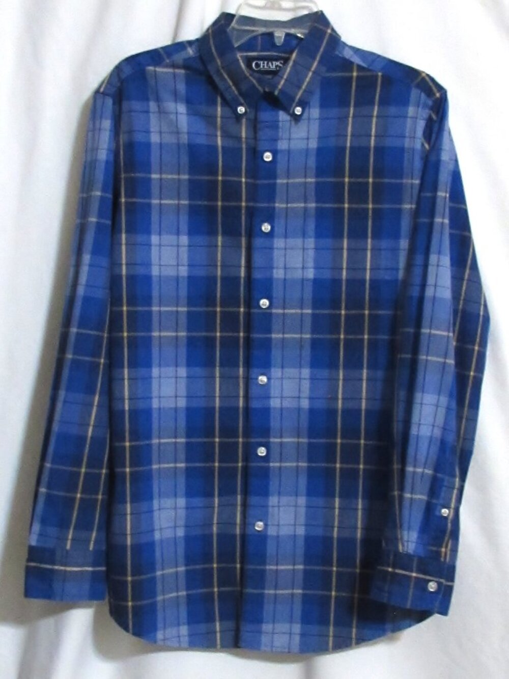 Men CHAPS Shades of Blue Cotton Stretch Classic Fit Button Down Shirt S